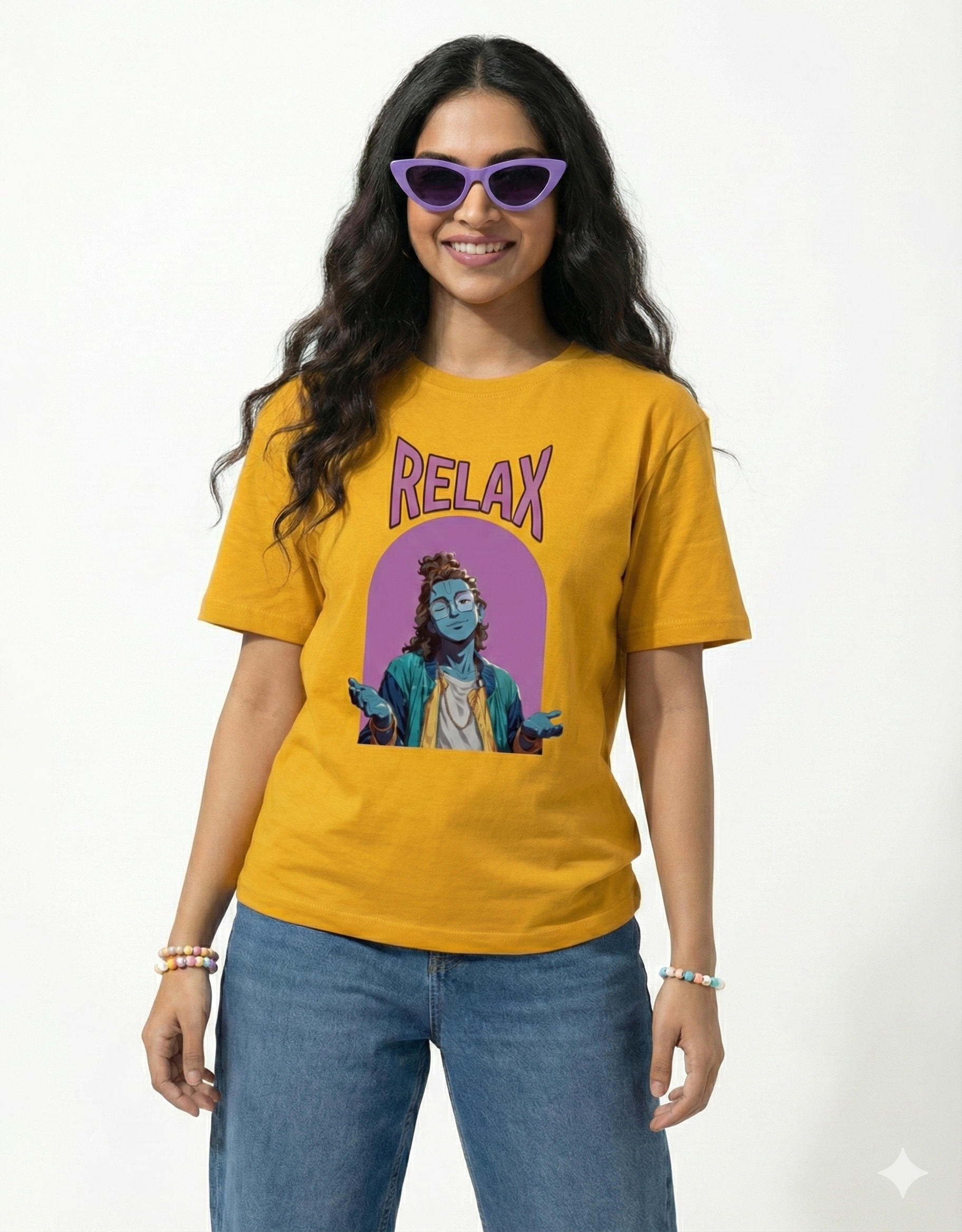 Krishna Relax Unisex Classic Crew T-Shirt | Chill Divine Vibes Tee | Hindu God Casual Streetwear Shirt