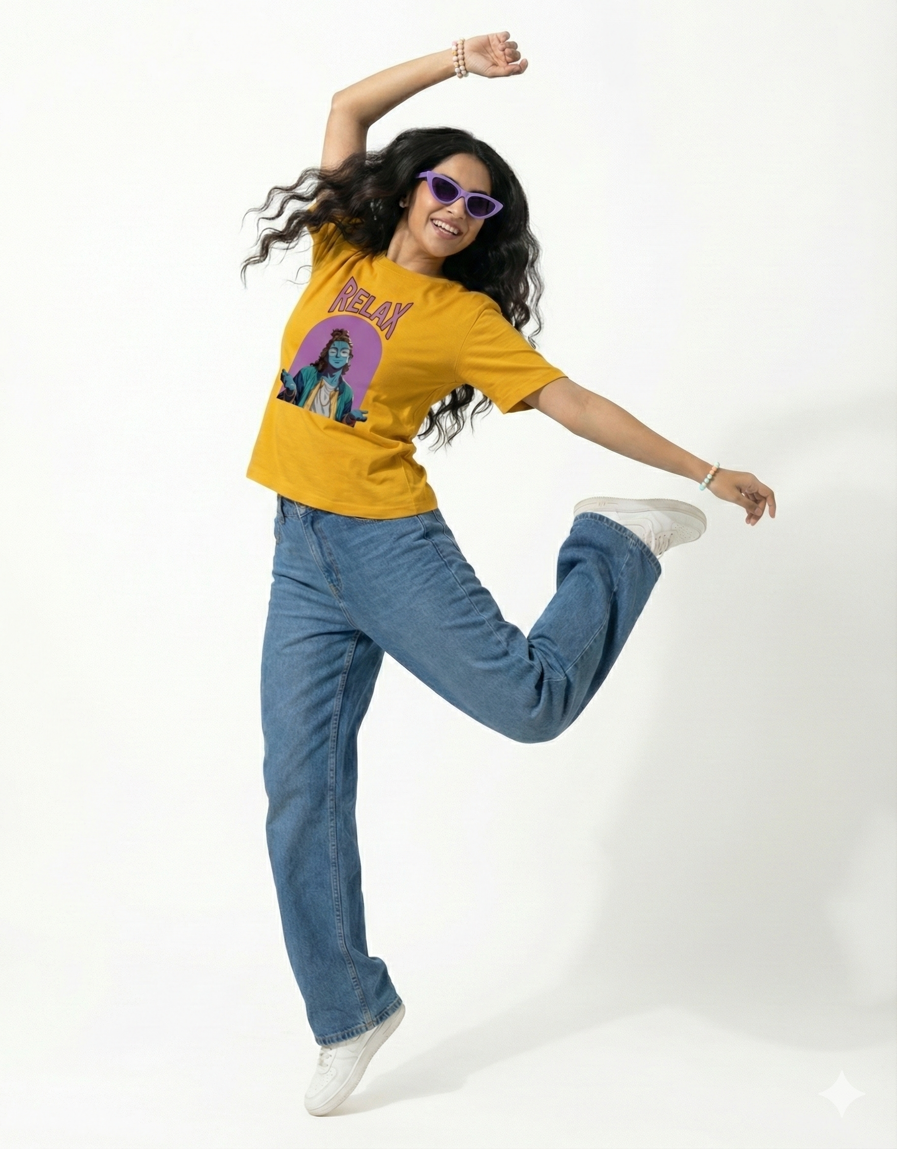 Krishna Relax Unisex Classic Crew T-Shirt | Chill Divine Vibes Tee | Hindu God Casual Streetwear Shirt