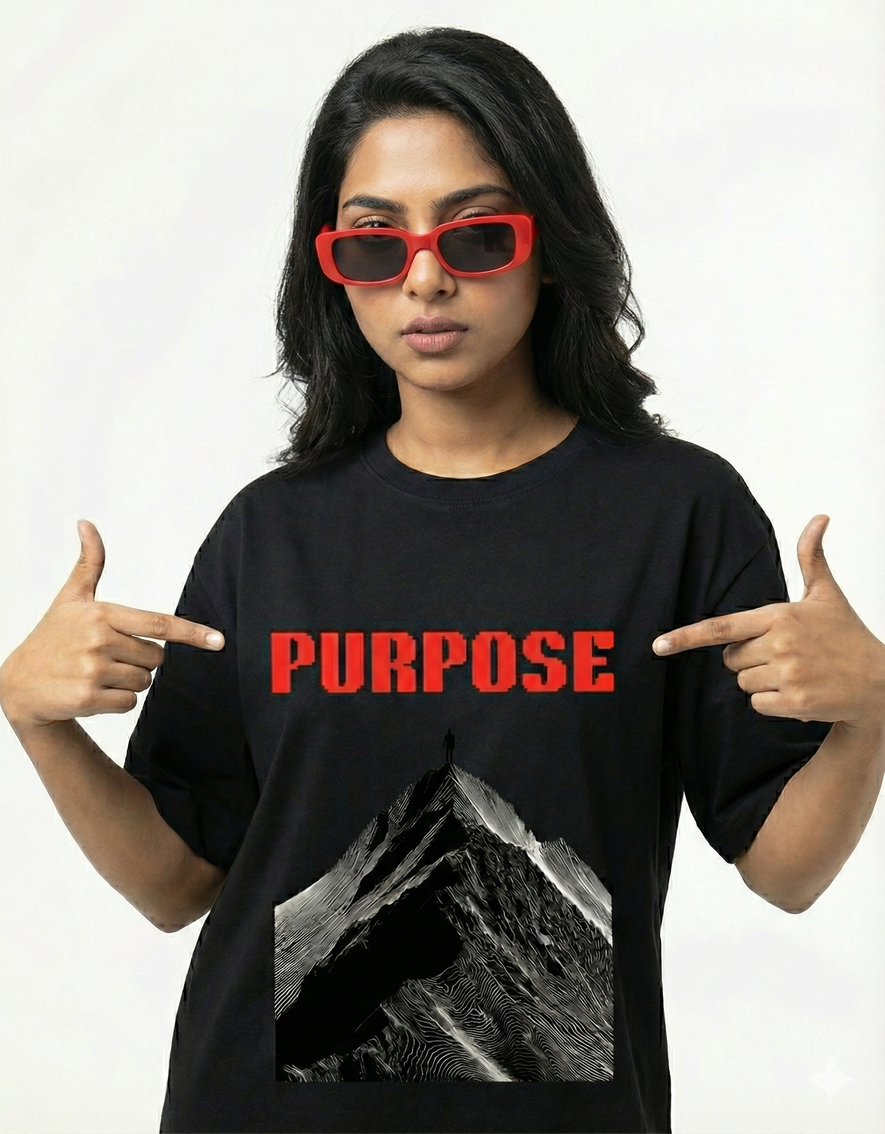 'Purpose' Pixel Mountain Oversized Tee