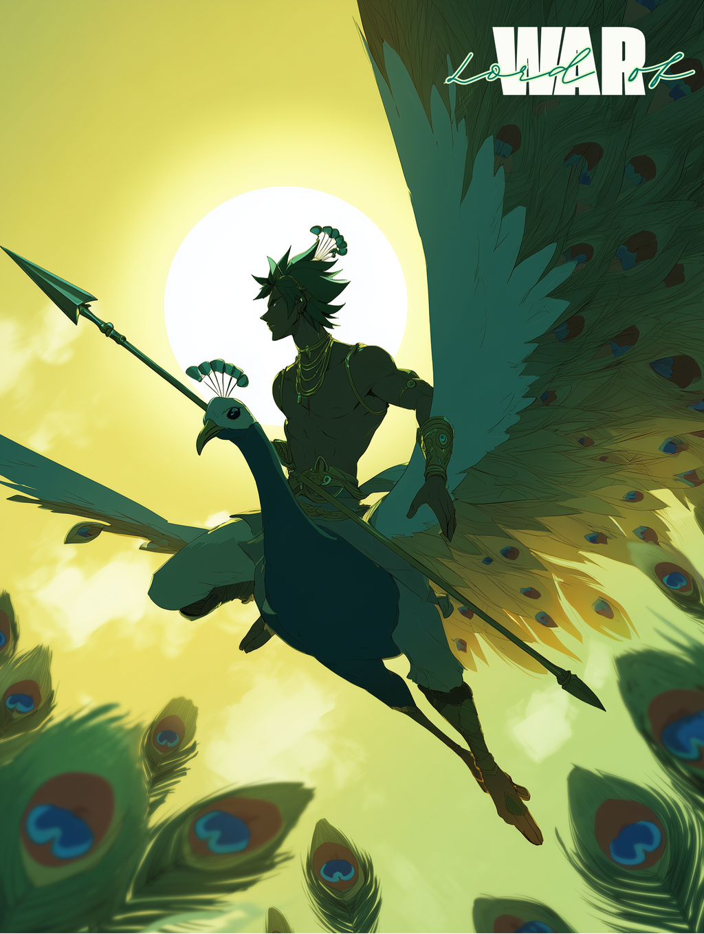 Lord Karthikeya War God Graphic T-Shirt | Murugan Peacock Warrior Unisex Tee | Hindu God of Victory Anime Art Shirt | Unisex Classic Crew T-Shirt